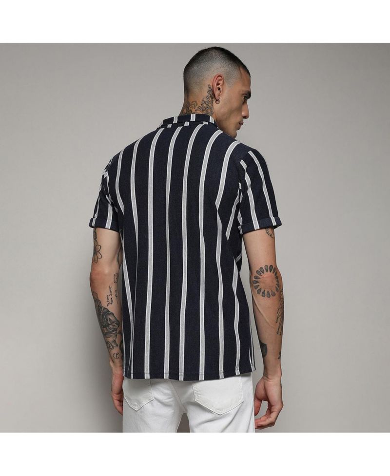 Men's Contrast Halo Striped Shirt
