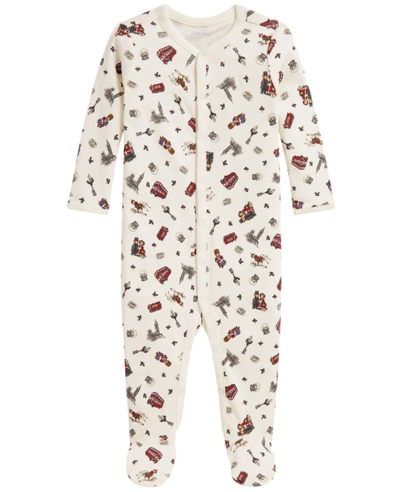 Ralph Lauren Baby Boys' Polo Bear Cotton Interlock Coverall