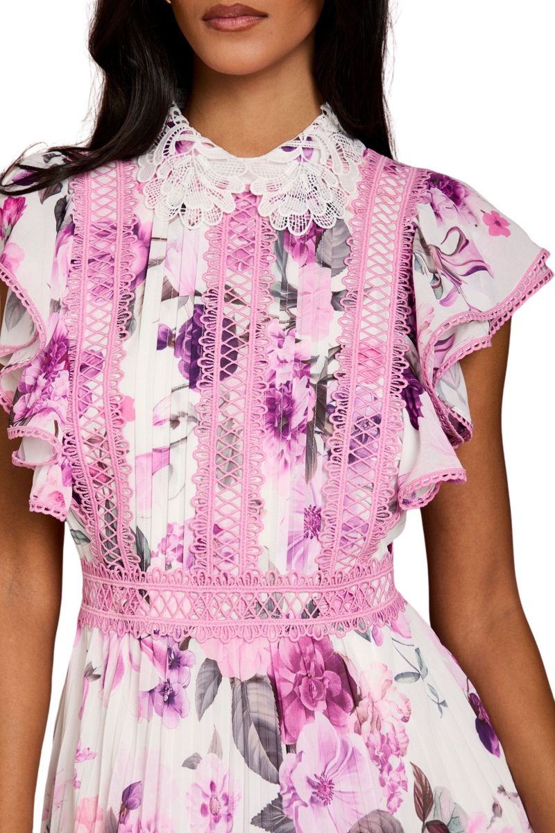 Women's Lace Collar Frill Maxi Dress