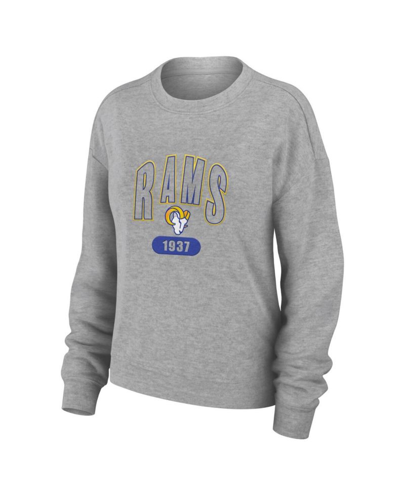 Women's Heather Gray Los Angeles Rams Knit Long Sleeve Tri-Blend T-Shirt & Pants Sleep Set