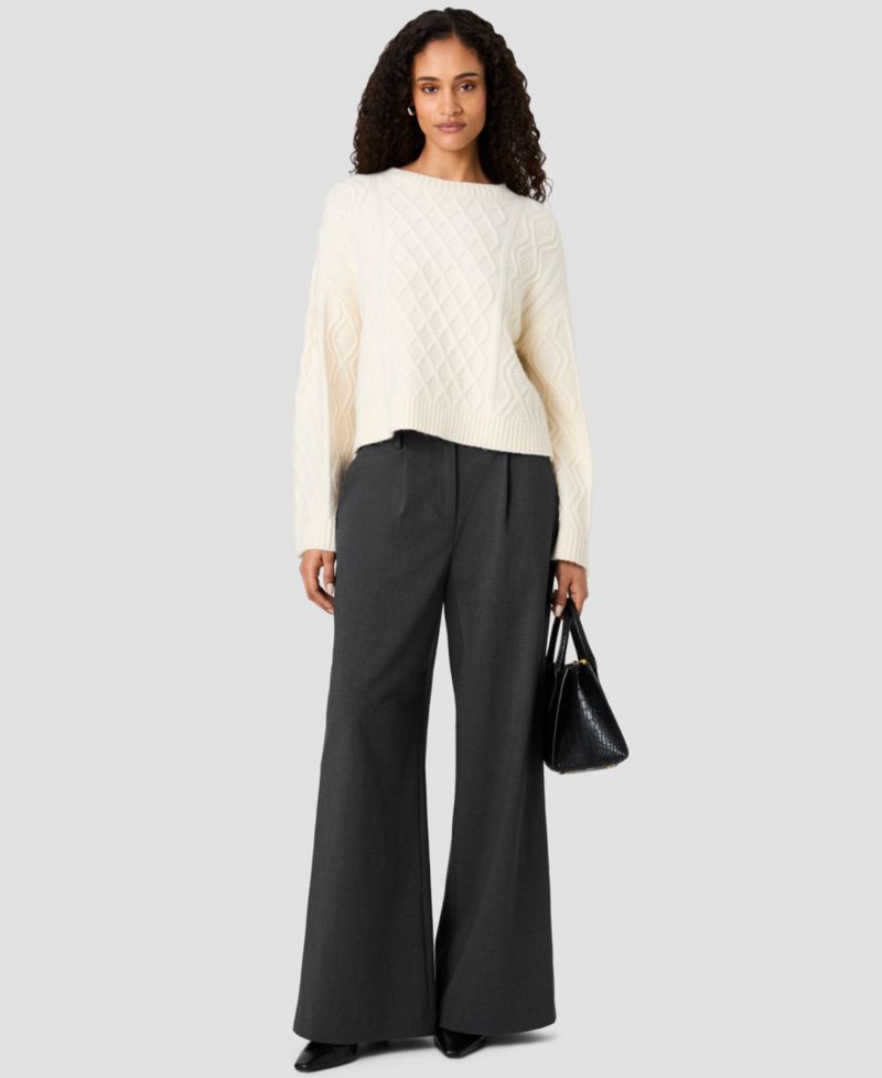 Women's Wesley Cable-Knit Crewneck Pullover Sweater