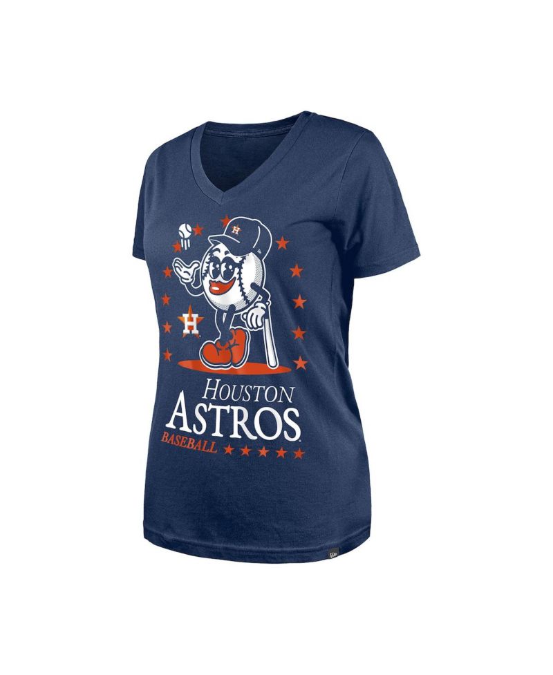 Women's Navy Houston Astros Little Miss 2 V-Neck T-Shirt