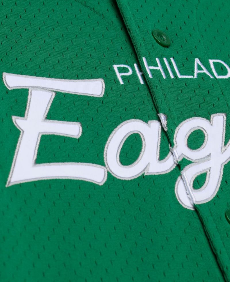 Men's Kelly Green Philadelphia Eagles Head Coach Mesh Full-Button Fashion Jersey
