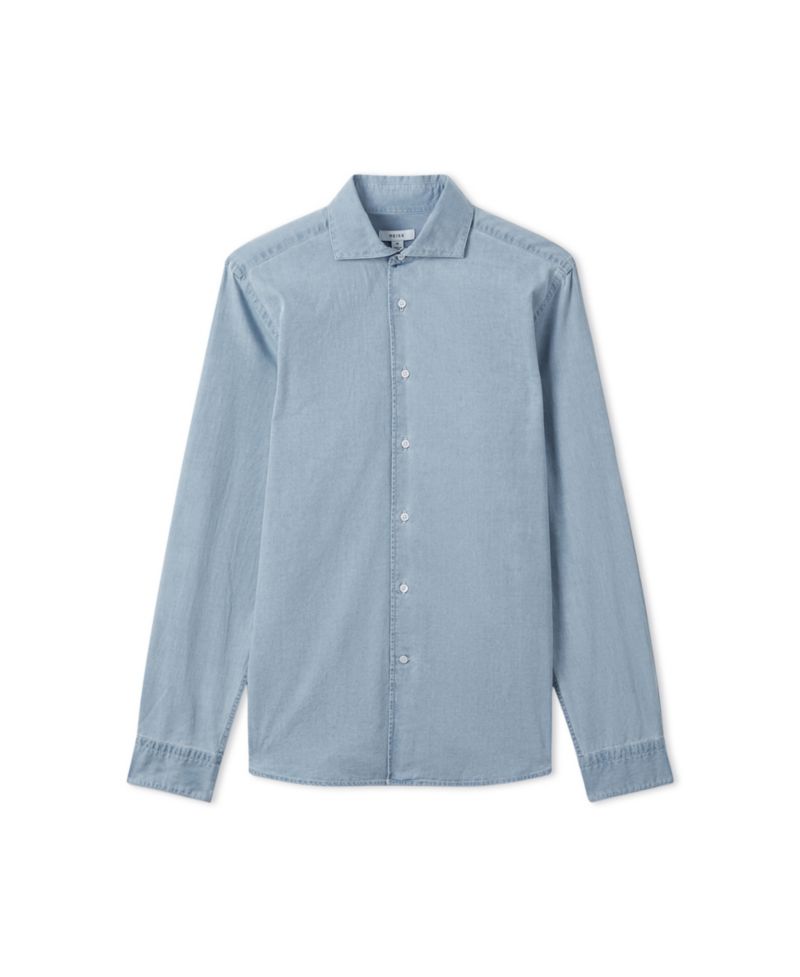 Men's Draper Cutaway Collar Regular-Fit Chambray Shirt