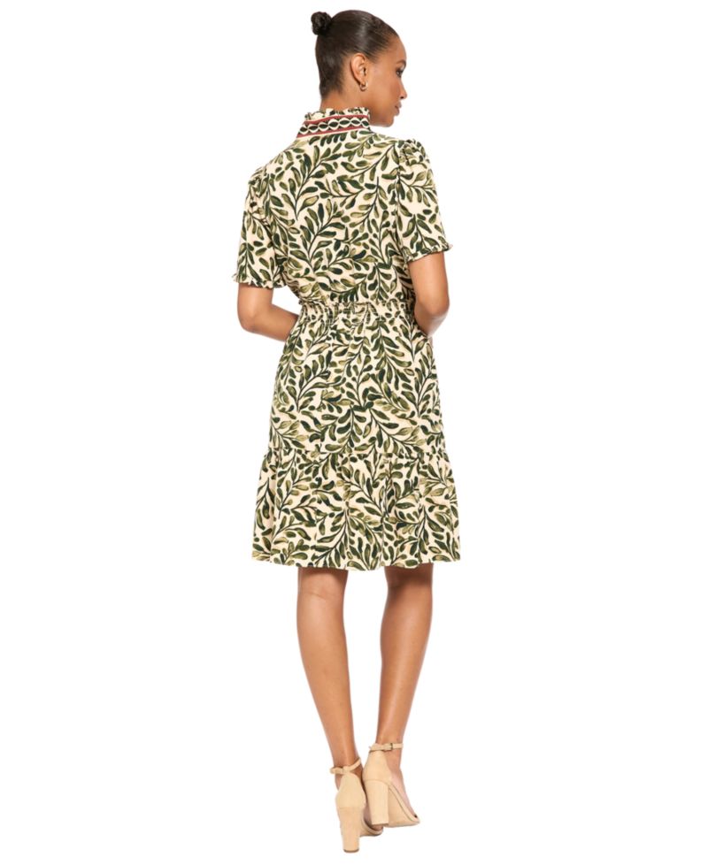 Petite Floral-Print Tiered A-Line Dress