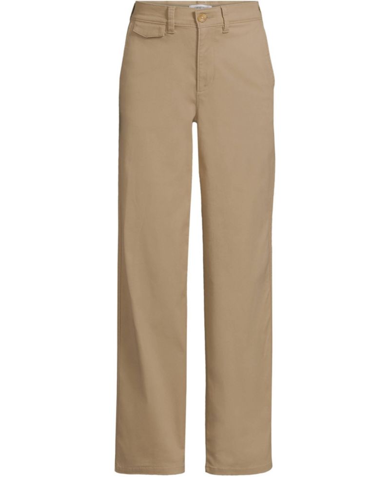 Petite Chino High Rise Rail Straight Leg Pants