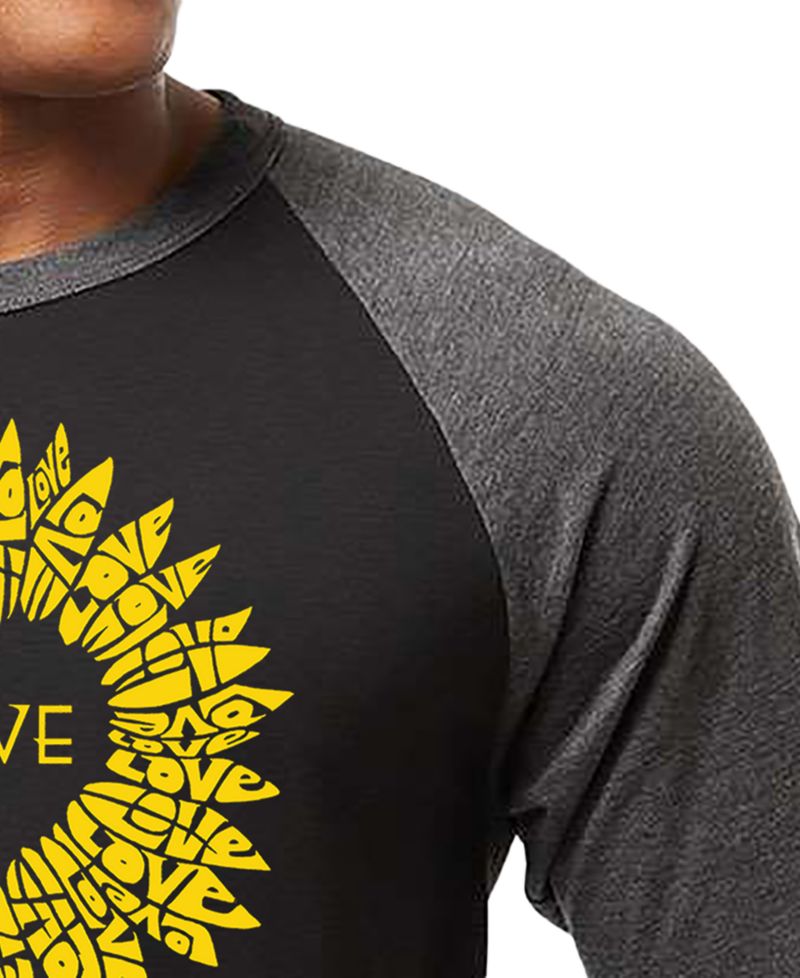 Men's Love Sunflower Word Art Raglan-Sleeve T-Shirt