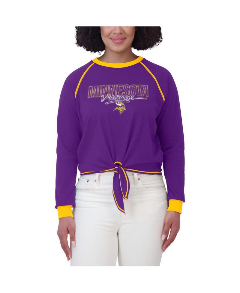 Women's Purple Minnesota Vikings Tie-Front Long Sleeve T-Shirt