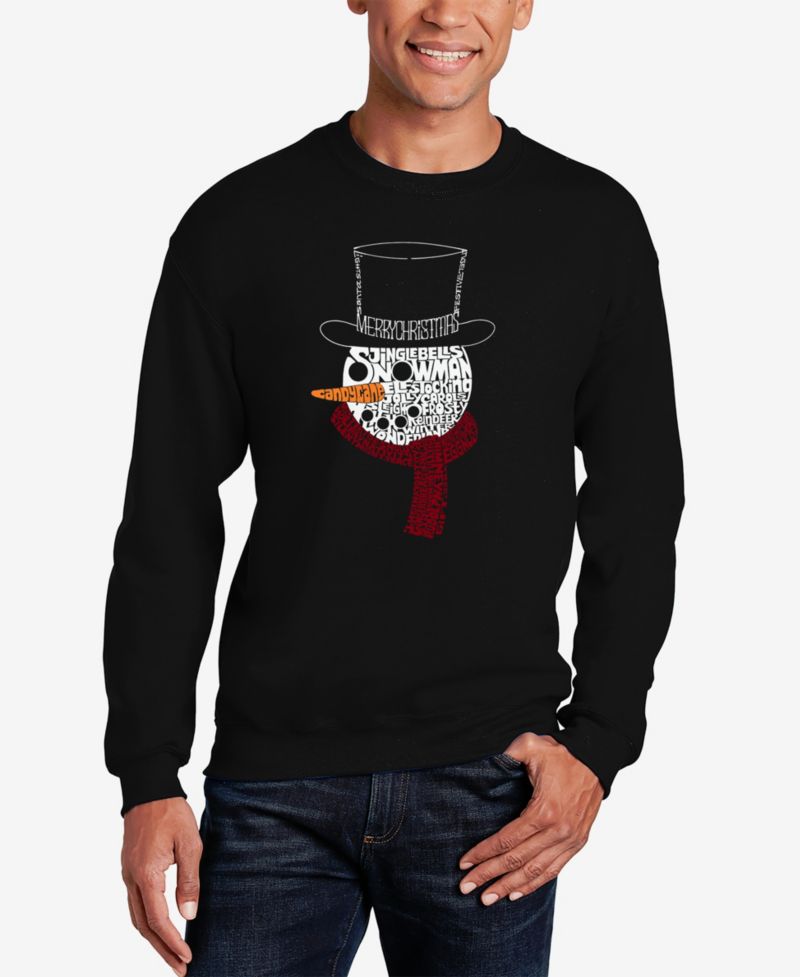 Men's Snowman Face Word Art Crewneck Sweatshirt