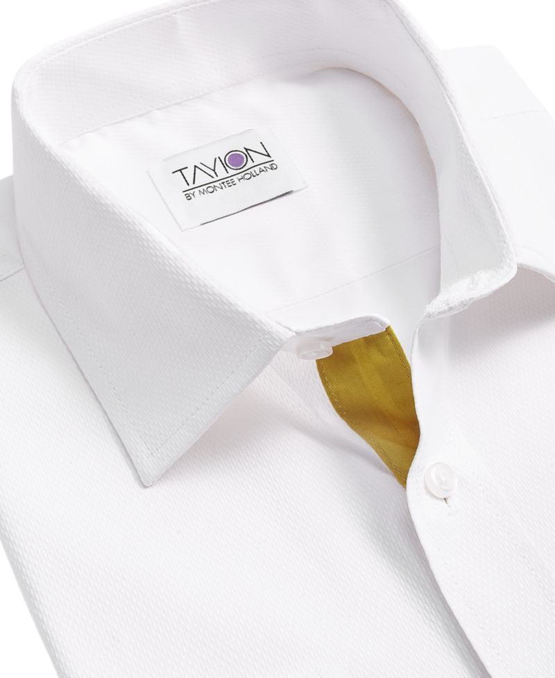 Men's Slim-Fit Gold Trim Solid Dress Shirt