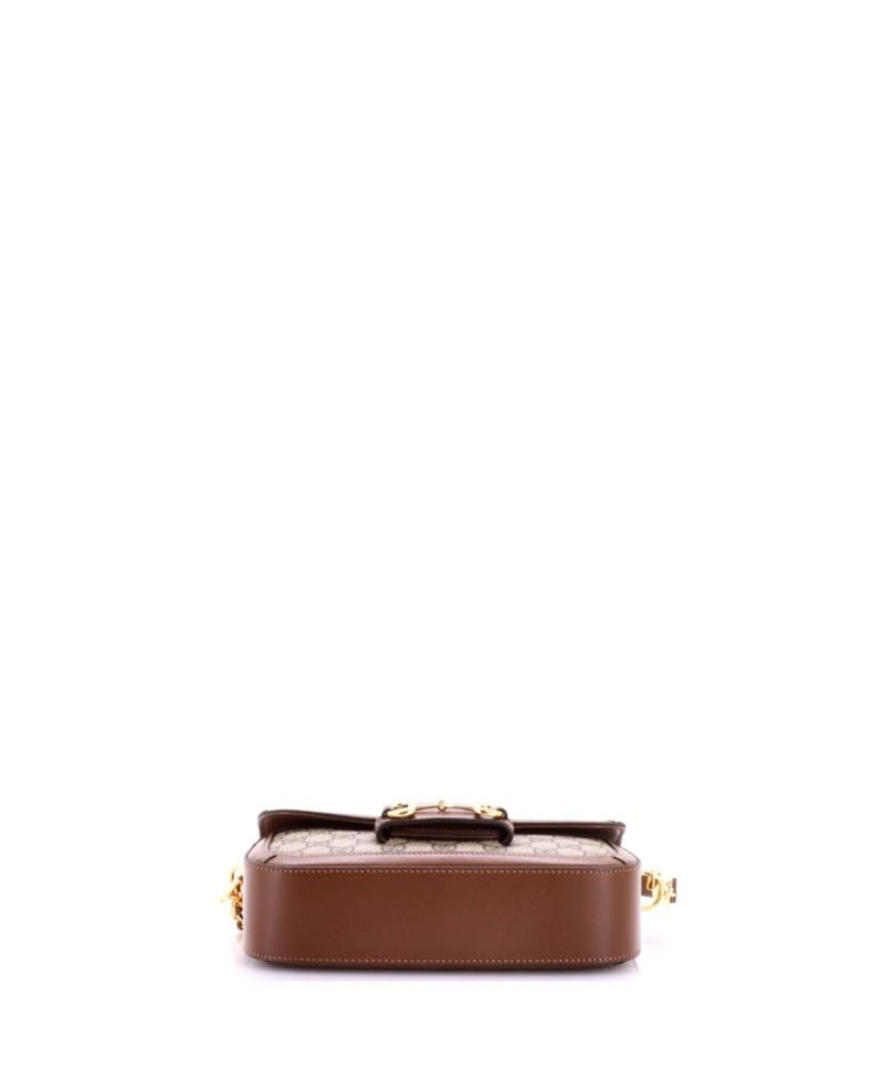 East West Horsebit 1955 Shoulder Bag GG Coated Canvas with Leather