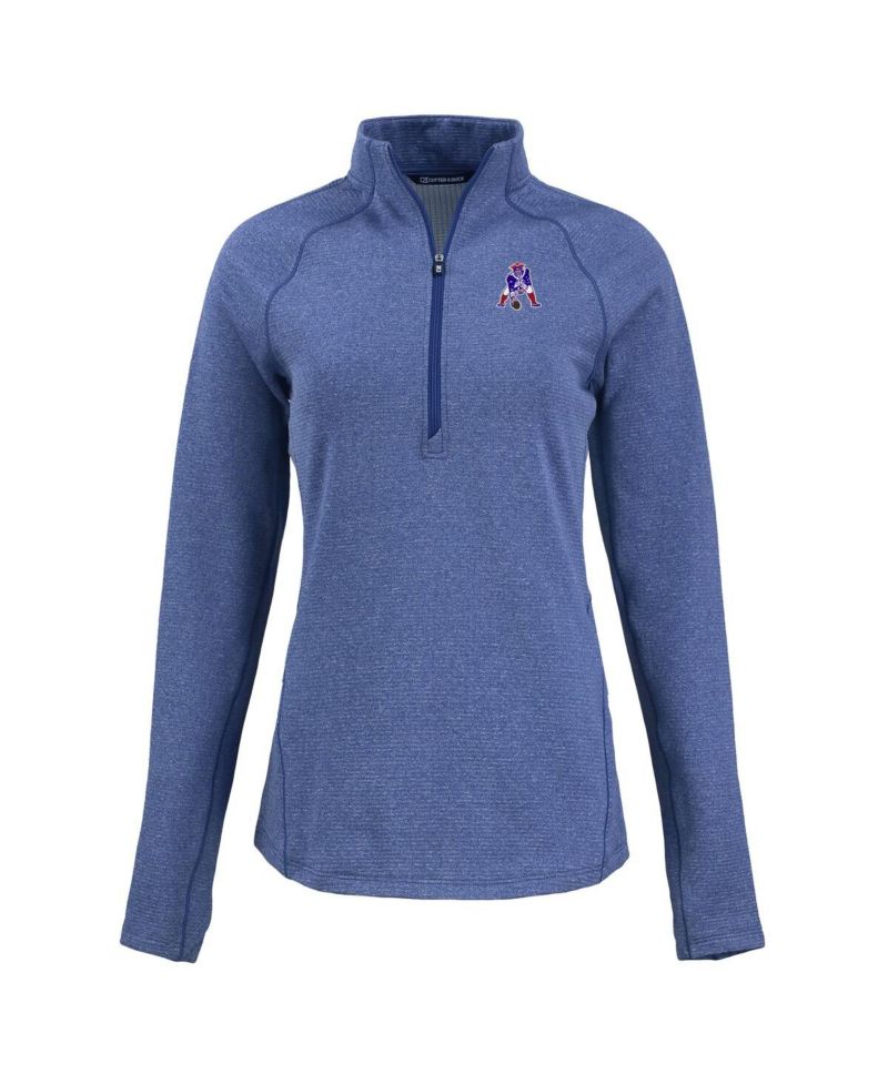 Women's Heather Royal New England Patriots Peshastin Eco Fleece Tri-Blend Raglan Half-Zip Jacket