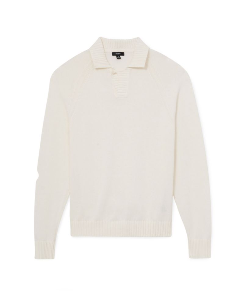 Men's Ashdown Cotton Regular-Fit Open-Collar Polo Jumper