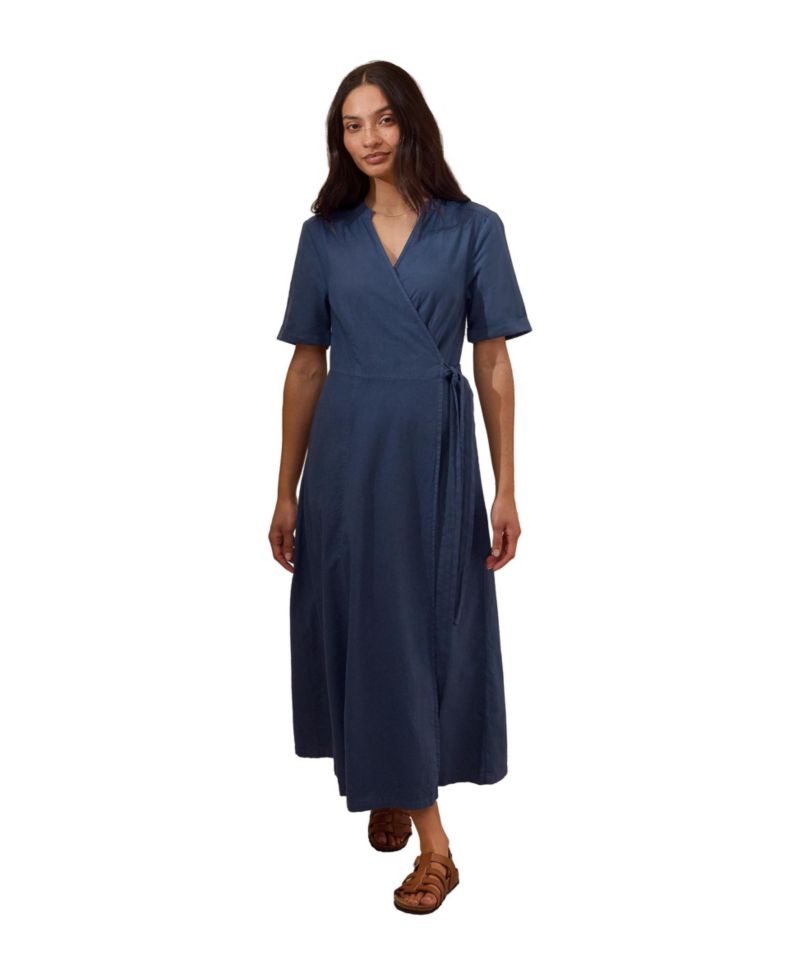 Women's Luxurious Linen Wrap Midi Dress