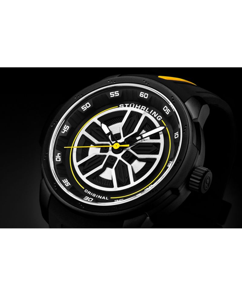 Men's 984 Quartz 44mm Aviator Multi Layered Dial Silicone Strap Men's Watch