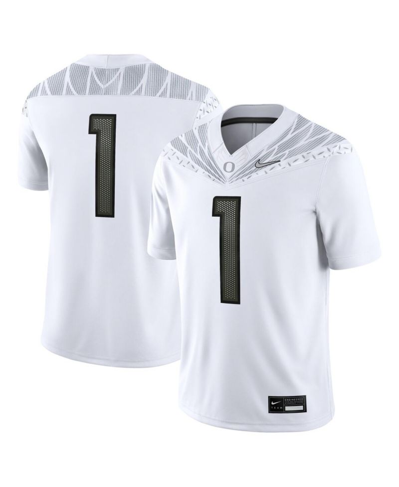 Men's 1 White Oregon Ducks Game Jersey