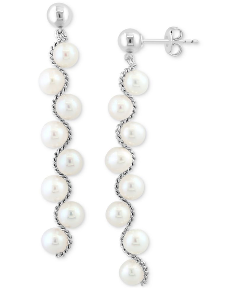 EFFY® Freshwater Pearl Linear Drop Earrings in Sterling Silver