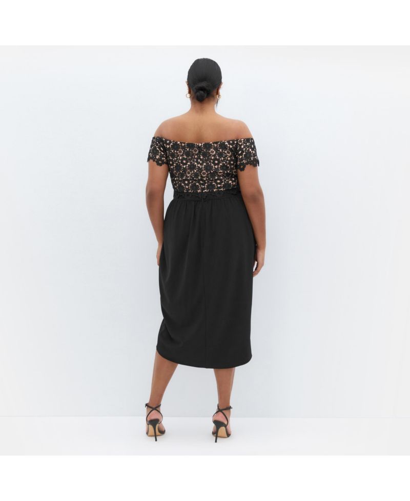 Plus Size Lace Glamour Midi Dress