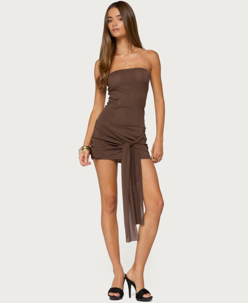 Women's Natcha Strapless Mesh Ruched Mini Dress