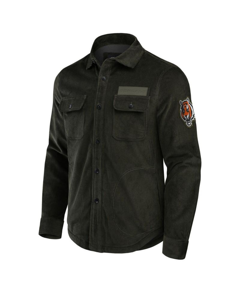 Men's Dark Green Cincinnati Bengals Corduroy Full-Button Shacket
