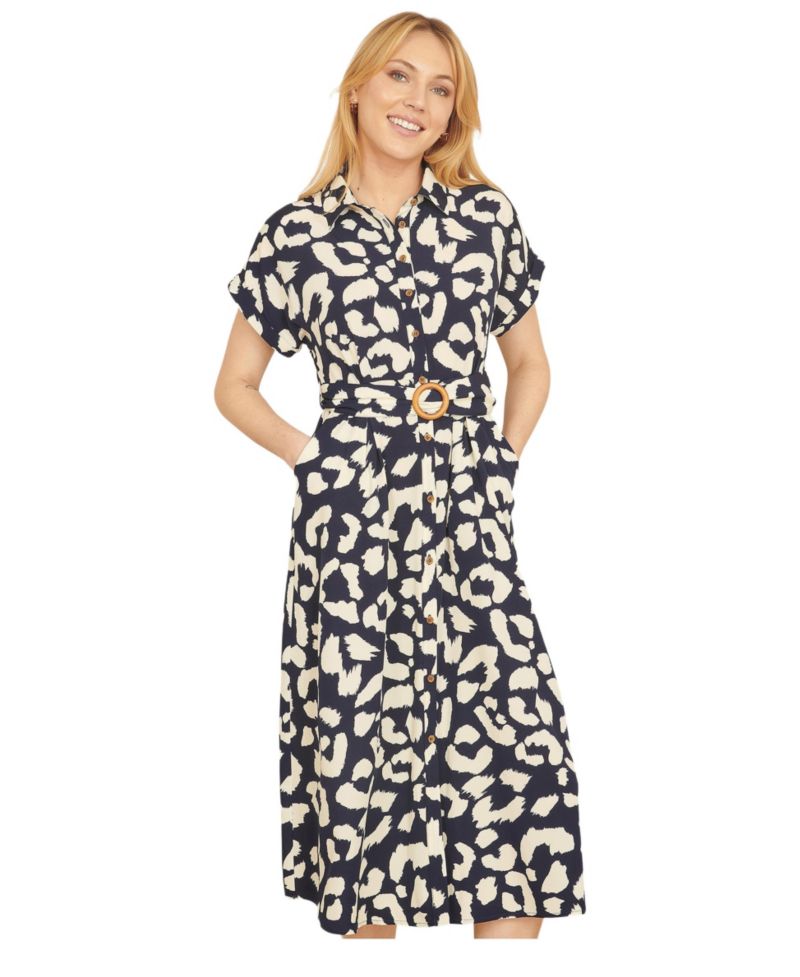 Women's Abstract Animal Print Relaxed Midi Dress