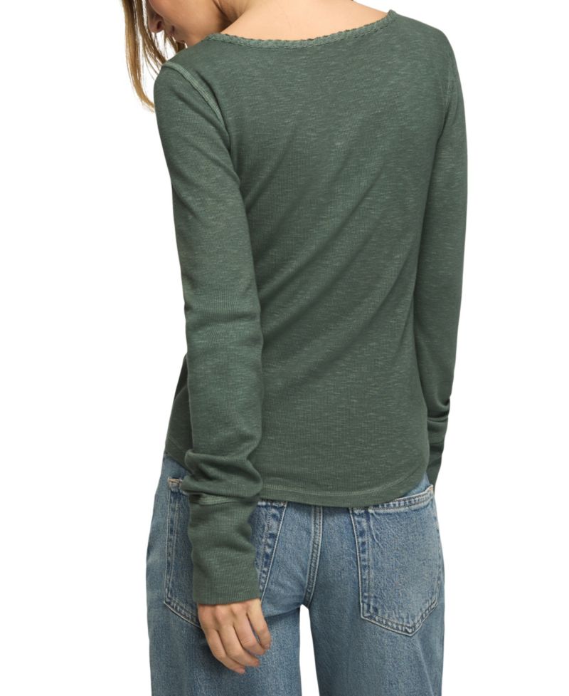Women's Lace Yoke Long-Sleeve Henley