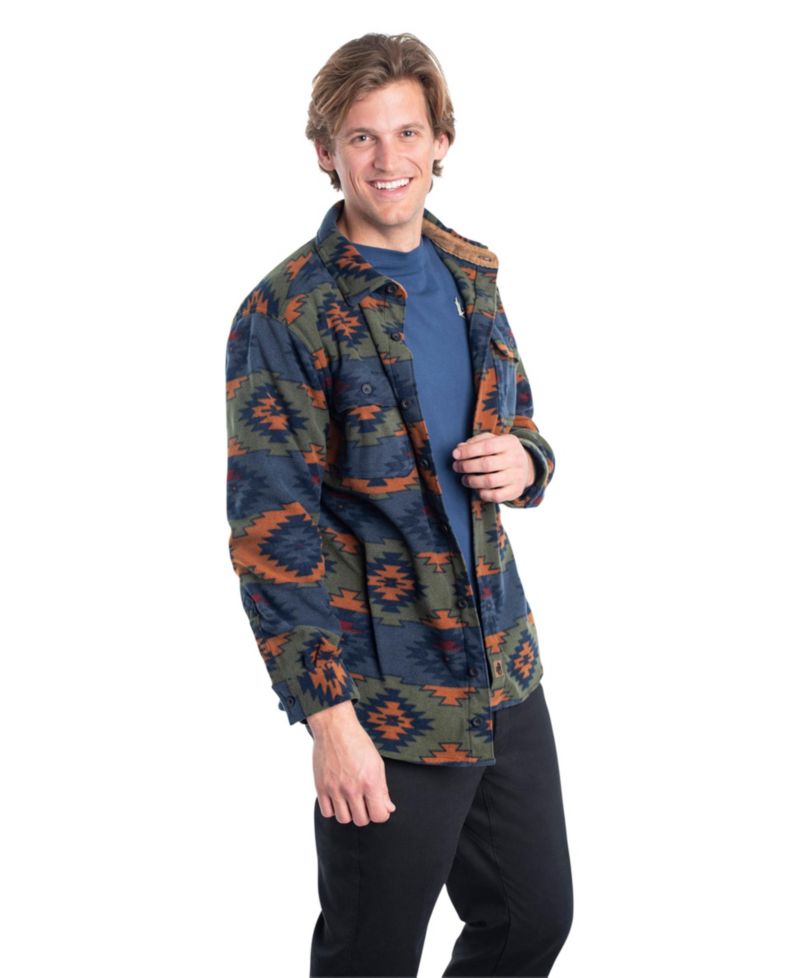 Men's Heavyweight Navigator Fleece Long Sleeve Button Up Shirt