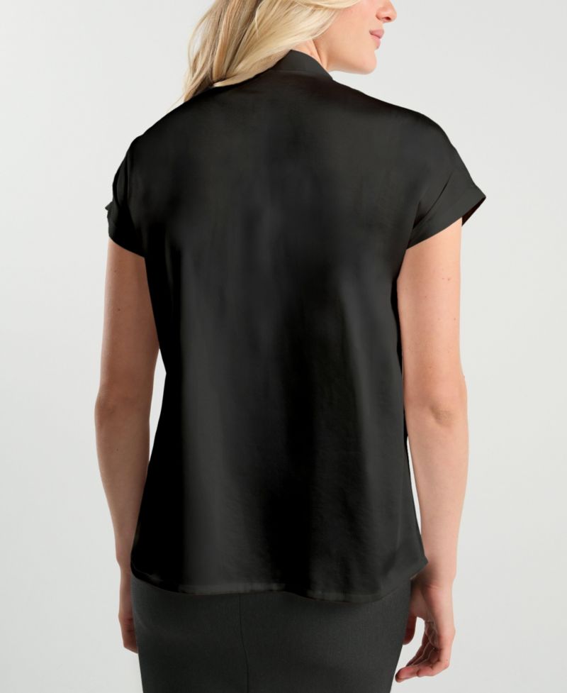 Women's Short Sleeve Satin Shell Top with Concealed Nursing Zip