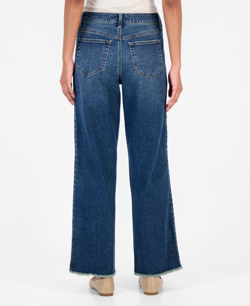 Petite Side-Braid Straight-Leg Jeans