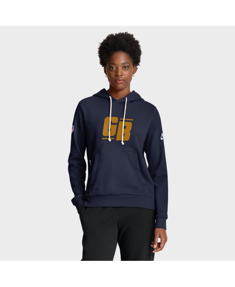 Women's Navy Green Bay Packers The 1923 Classic Sideline Dri-FIT Pullover Hoodie