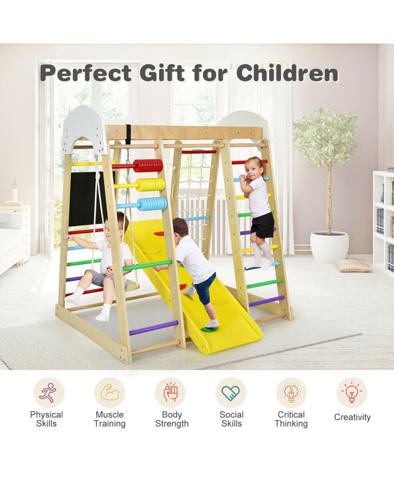 8-in-1 Wooden Climbing Gym Playset