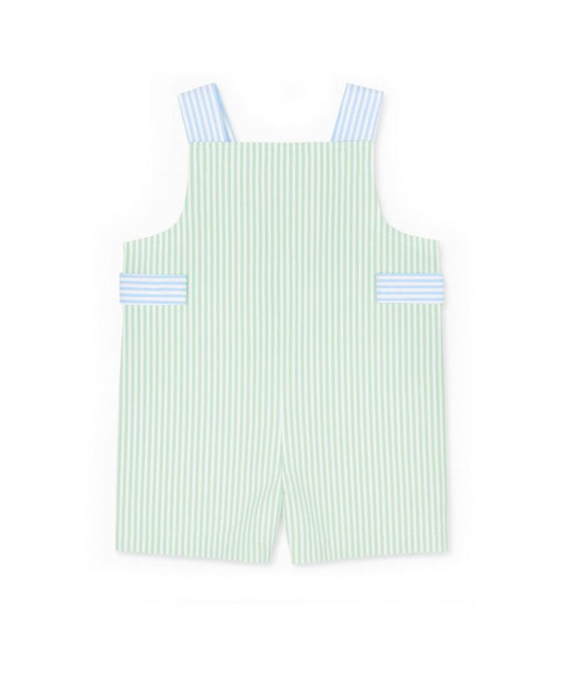 Baby Boy Seersucker Shortall With Parachute Bear