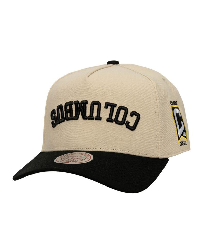 Men's Cream/Black Columbus Crew Upside Down Pro Pinch Snapback Hat