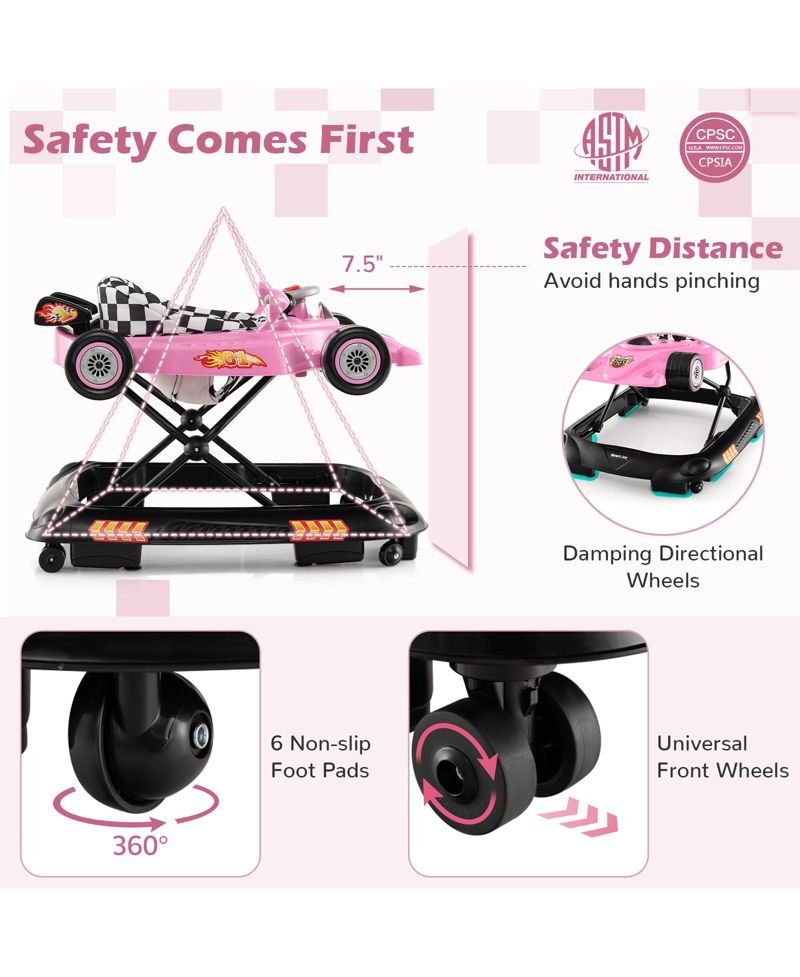 Convertible Baby Walker with 3 Adjustable Height Settings
