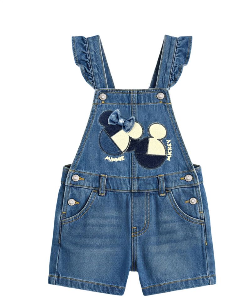 Girls' 2T-6X Short-Sleeve T-Shirt and Minnie Denim Shortall, 2-Piece Set