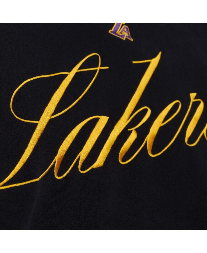 Women's Black Los Angeles Lakers Hardwood Classics Script Lightweight Sweatshirt