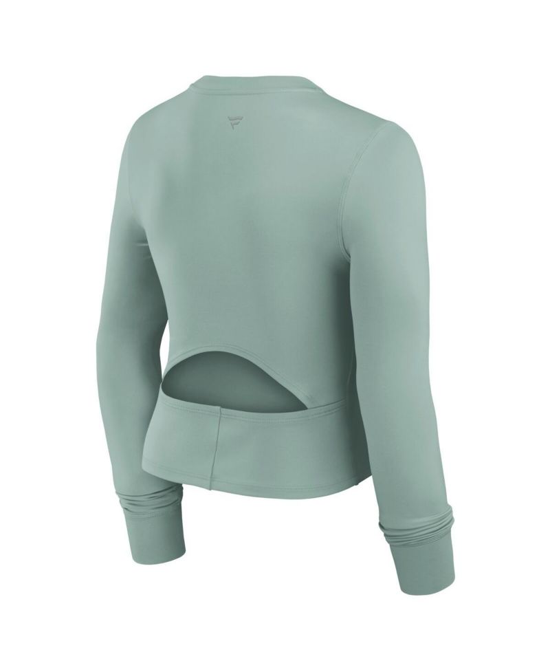 Women's Green New York Yankees Studio Fitted Long Sleeve Gym Top