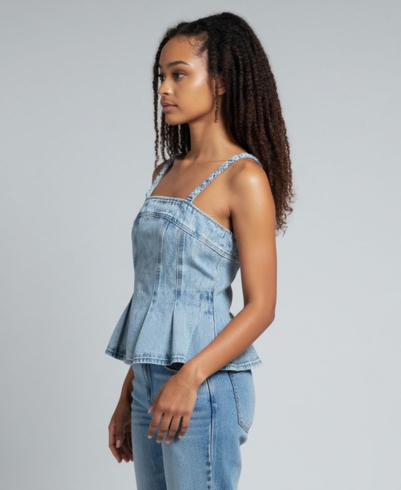 Women's Square Neck Sleeveless Cotton Denim Top