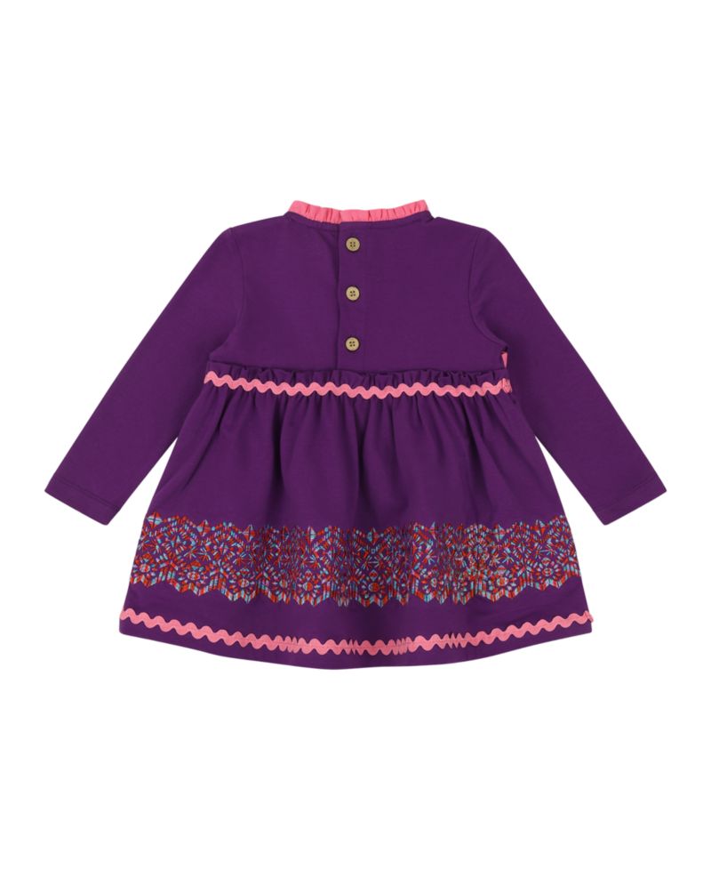 Infant Girls Long Sleeve Ruffle Trim Dress and Bloomer Set