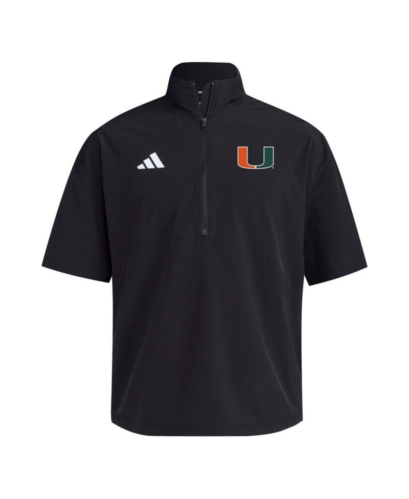 Men's Black Miami Hurricanes 2024 Half-Zip Short Sleeve Training Jacket