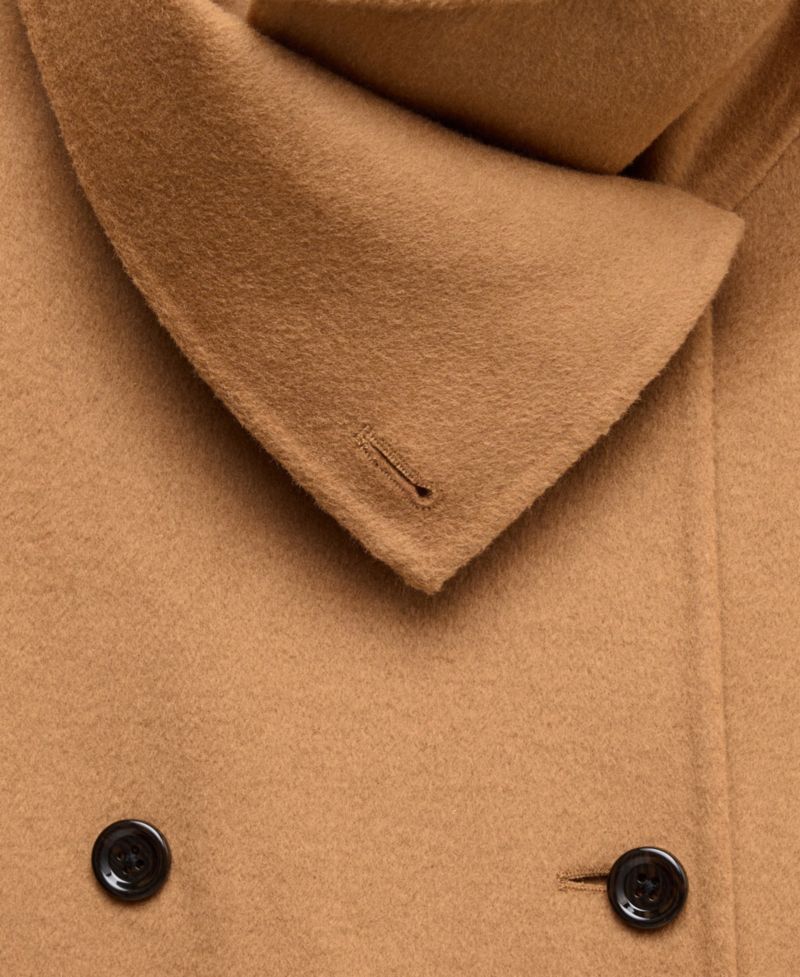 Women's Selection Wool-Blend Double-Breasted Detachable Scarf Coat