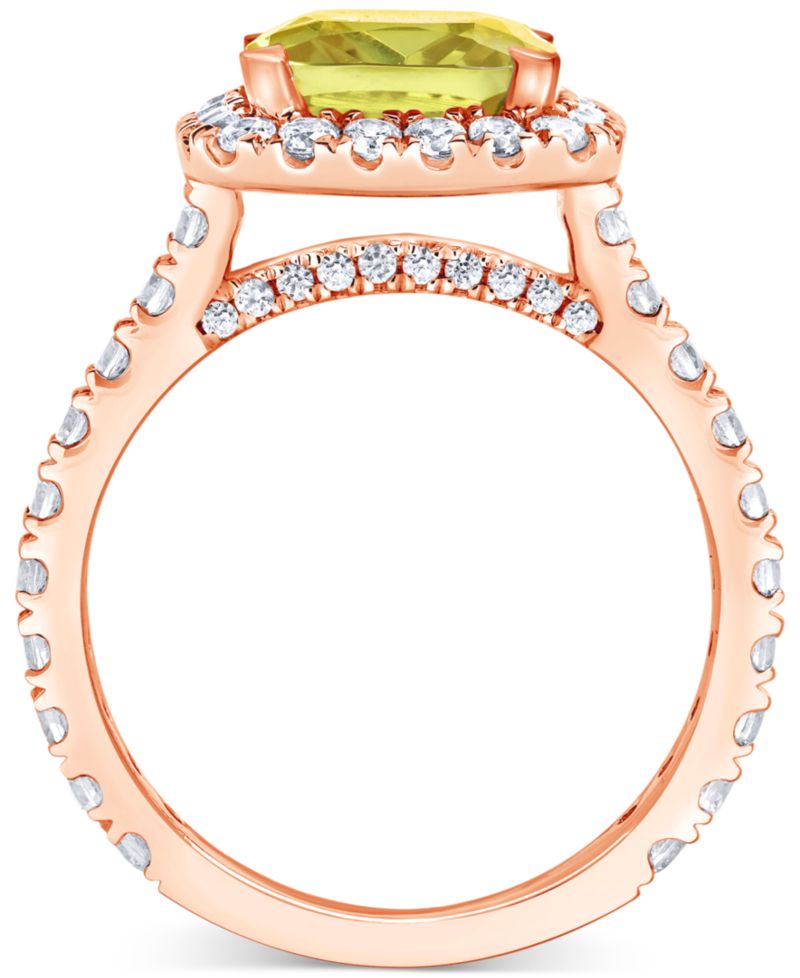 IGI Certified Lab Grown Yellow Diamond Cushion Halo Engagement Ring (4 ct. t.w.) in 14k White, Yellow or Rose Gold