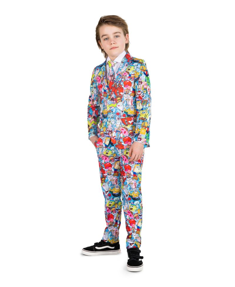 Toddler and Little Boys SpongeBob Frenzy Slim Fit Suit Set