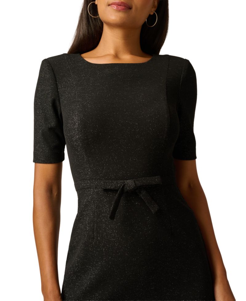 Women's Bow-Waist Short-Sleeve Knee-Length Dress