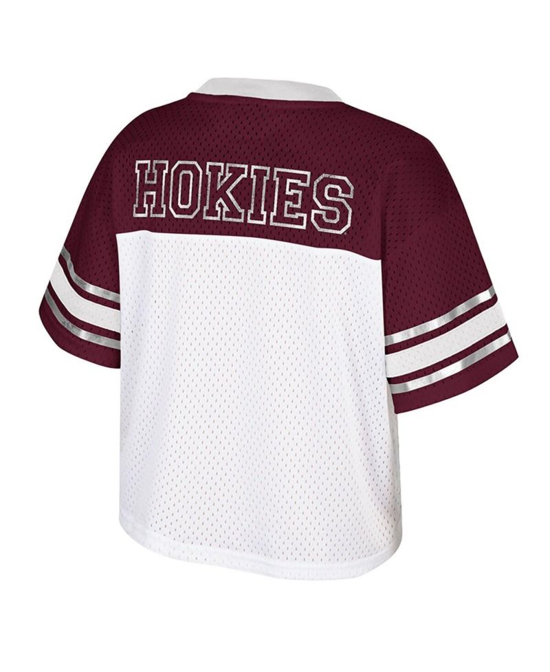Women's White Virginia Tech Hokies Treasure Cropped Football Jersey