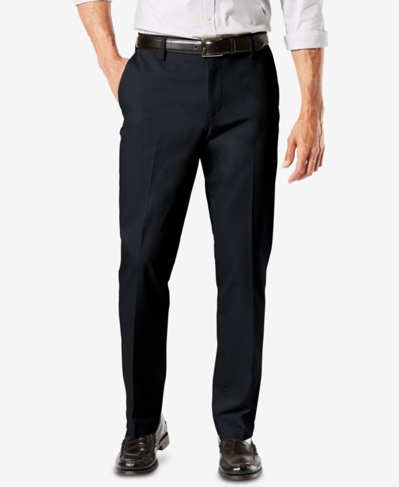 Men's Signature Lux Cotton Straight Fit Creased Stretch Khaki Pants