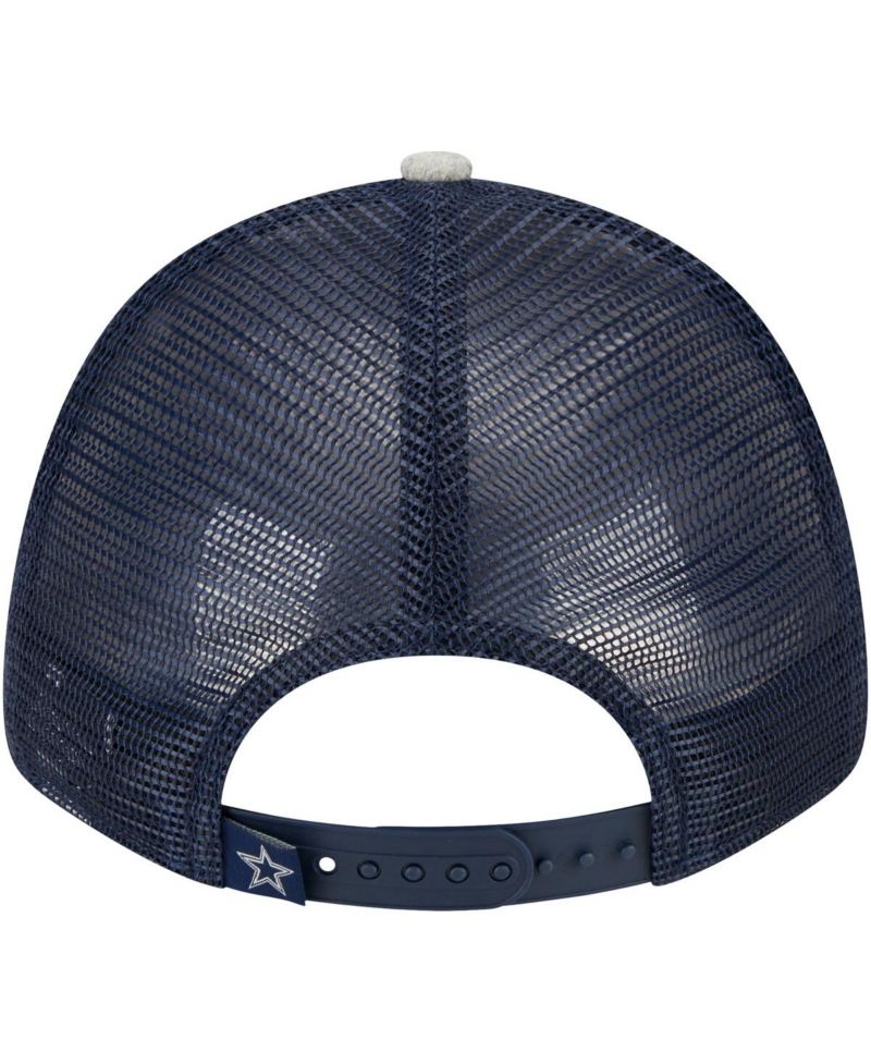 Men's Heather Gray, Navy Dallas Cowboys Pop Trucker 9FORTY Adjustable Hat