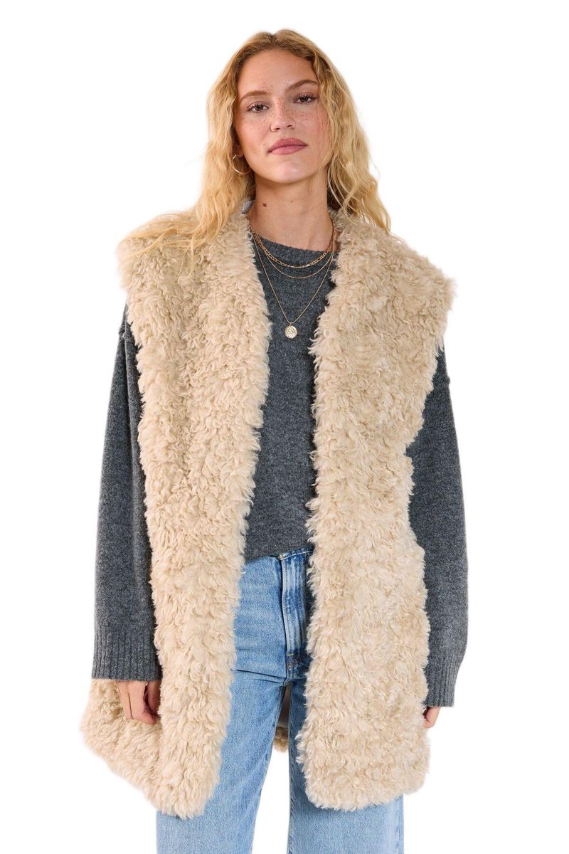 Women's Curly Faux Fur Borg Gilet