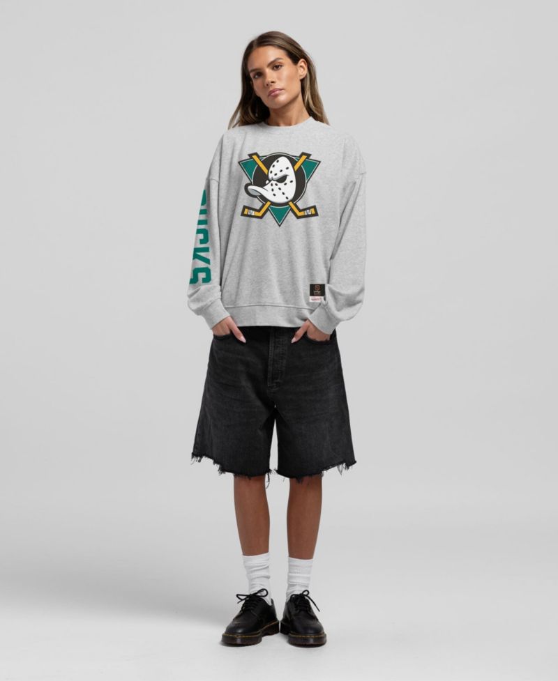 Women's Heather Gray Anaheim Ducks Core 3-Hit Oversized Sweatshirt