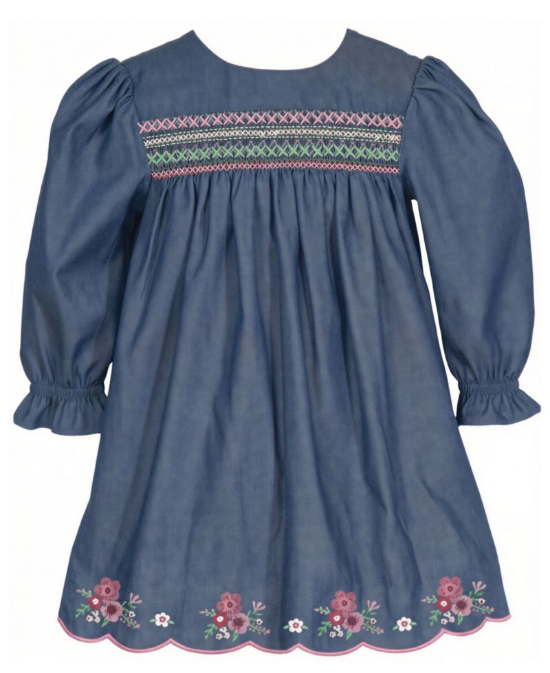 Baby Girls' Long-Sleeve Embroidered Float Dress